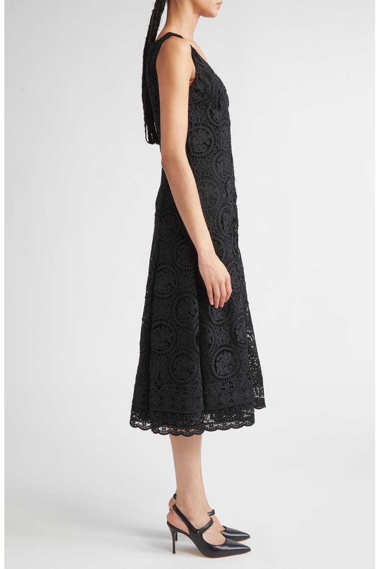 Geneve Guipure Lace Fit & Flare Dress, Alternate, color, BLACK
