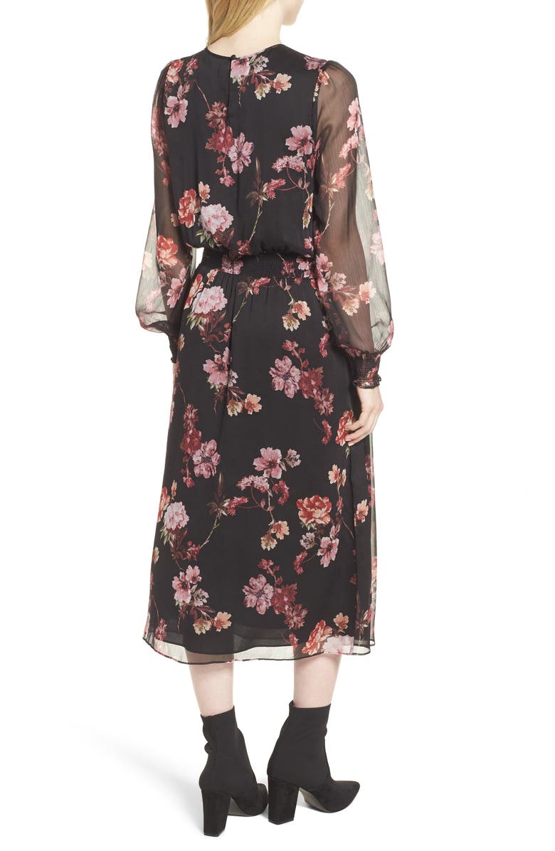 Vince Camuto Garden Fleur Chiffon Blouson Dress, Alternate, color, 