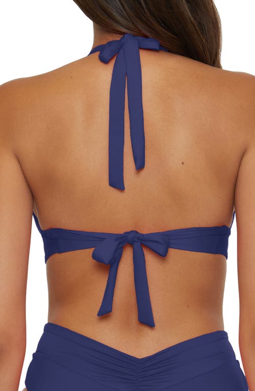 Becca Shirred V-wire Halter Bikini Top In Marina