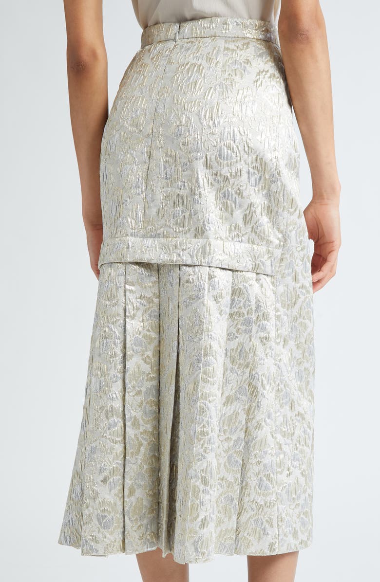 Erdem Pleated Back Floral Cloqué Midi Skirt, Alternate, color, 