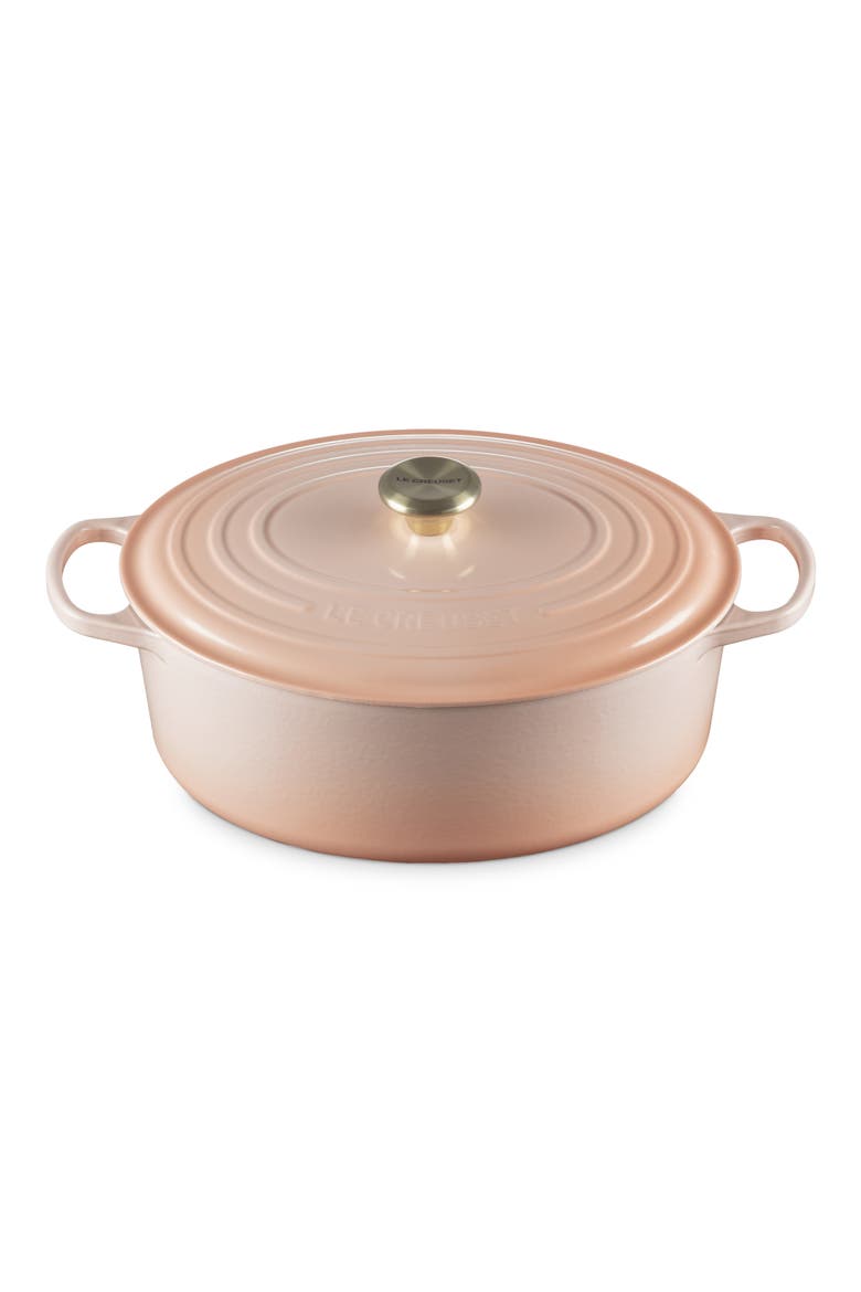 Signature 8-Quart Oval Enamel Cast Iron French/Dutch Oven, Alternate, color, PECHE