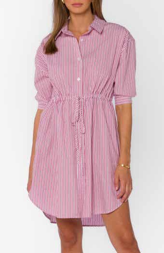 VELVET HEART Stripe Drawstring Waist Shirtdress