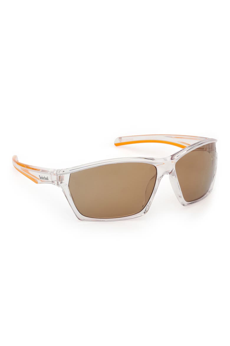 66mm Sunglasses, Alternate, color, CRYSTAL / BROWN POLARIZED
