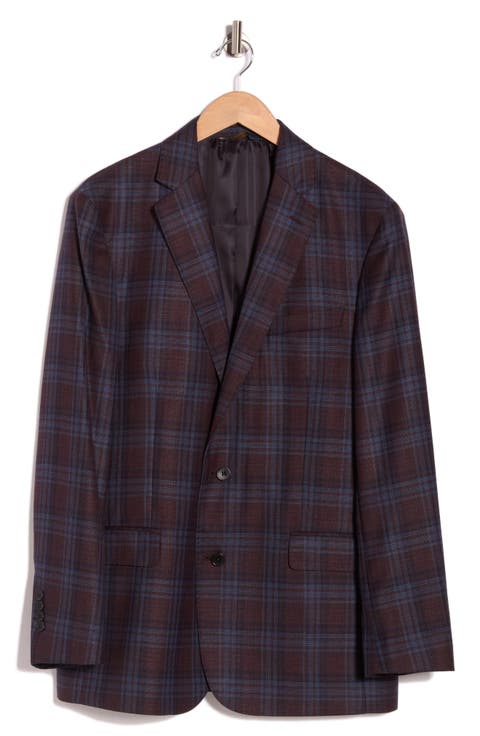 Plaid Notch Lapel Wool Sport Coat (Short, Regular, Long & Big)