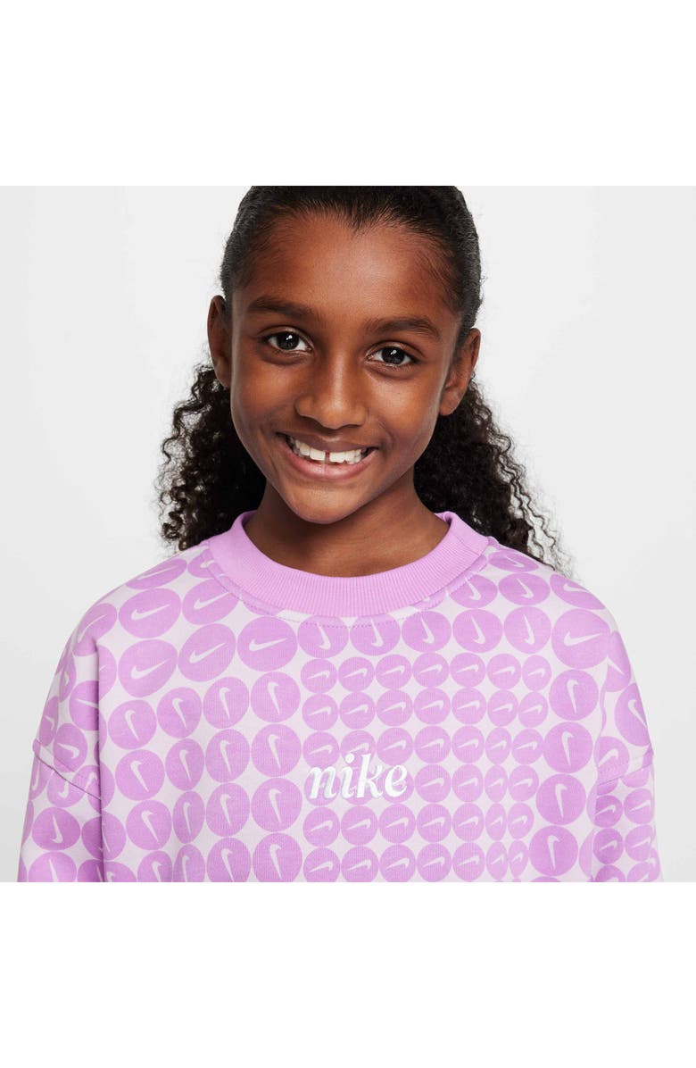 Nike Kids' Sportswear Club Fleece Oversize Crewneck Sweatshirt, Alternate, color, 532 Rush Fuchsia/White
