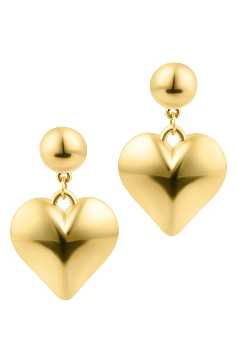 Adornia Puffy Heart Drop Earrings, Alternate, color, Gold
