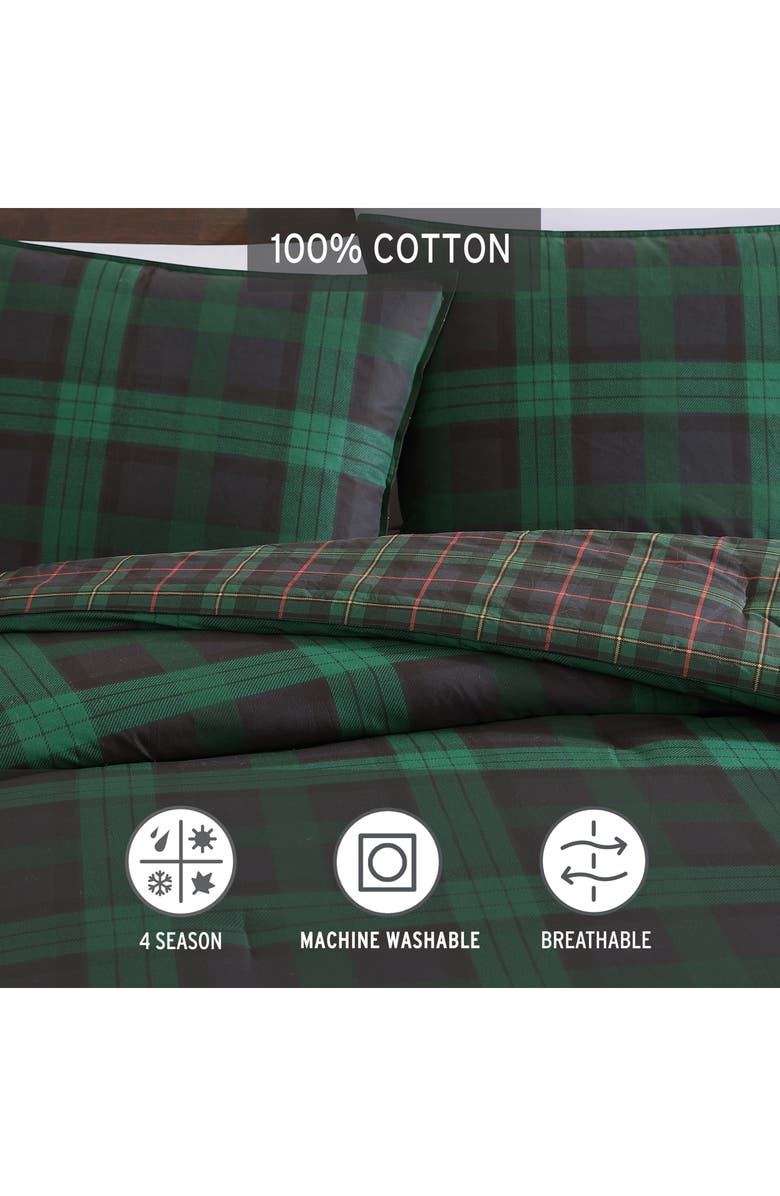 Eddie Bauer Woodland Tartan Plaid King Comforter Set, Alternate, color, Green