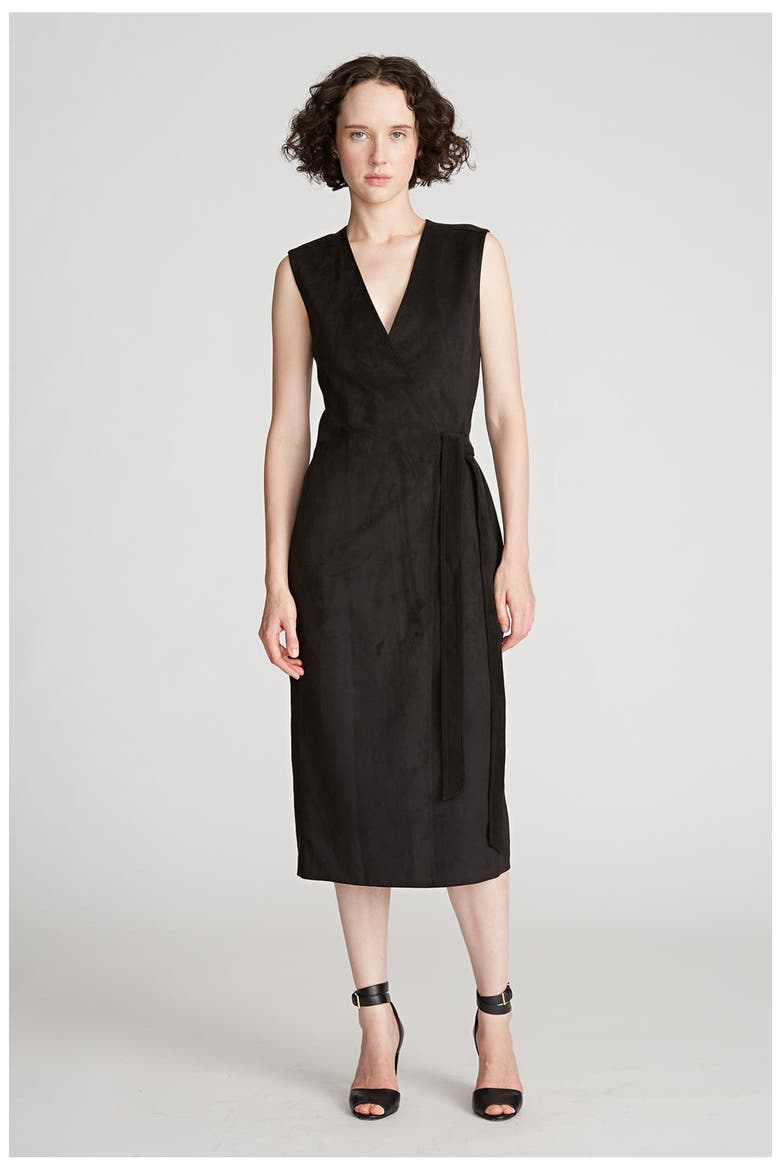 Paulina Dress In Ultrasuede, Alternate, color, Black