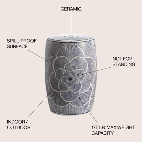 Jonathan Y Camellia 17" Ceramic Drum Garden Stool In Blue
