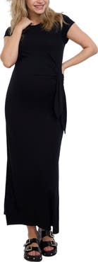 MOTHERHOOD MATERNITY Crew Neck Short Sleeve Side Tie Maternity Midi Dress
