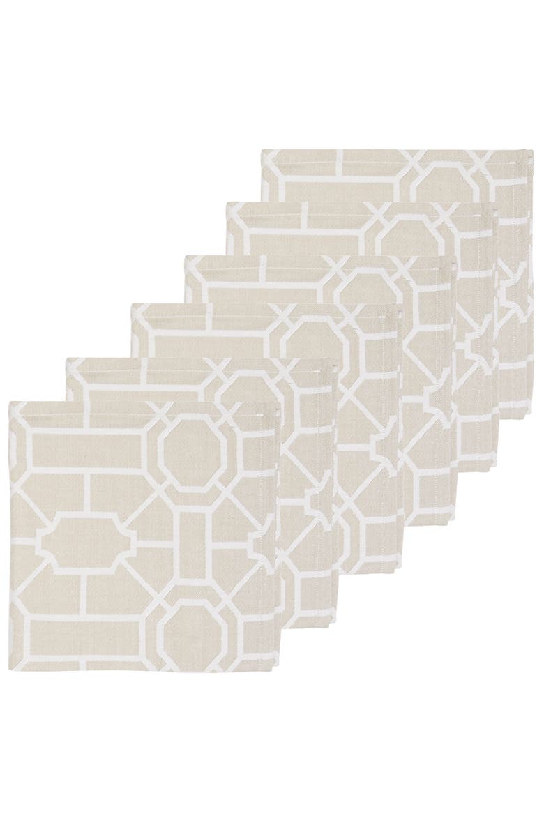 Trellis Sandstone Cotton Napkin, Set of 6, Alternate, color, Brown