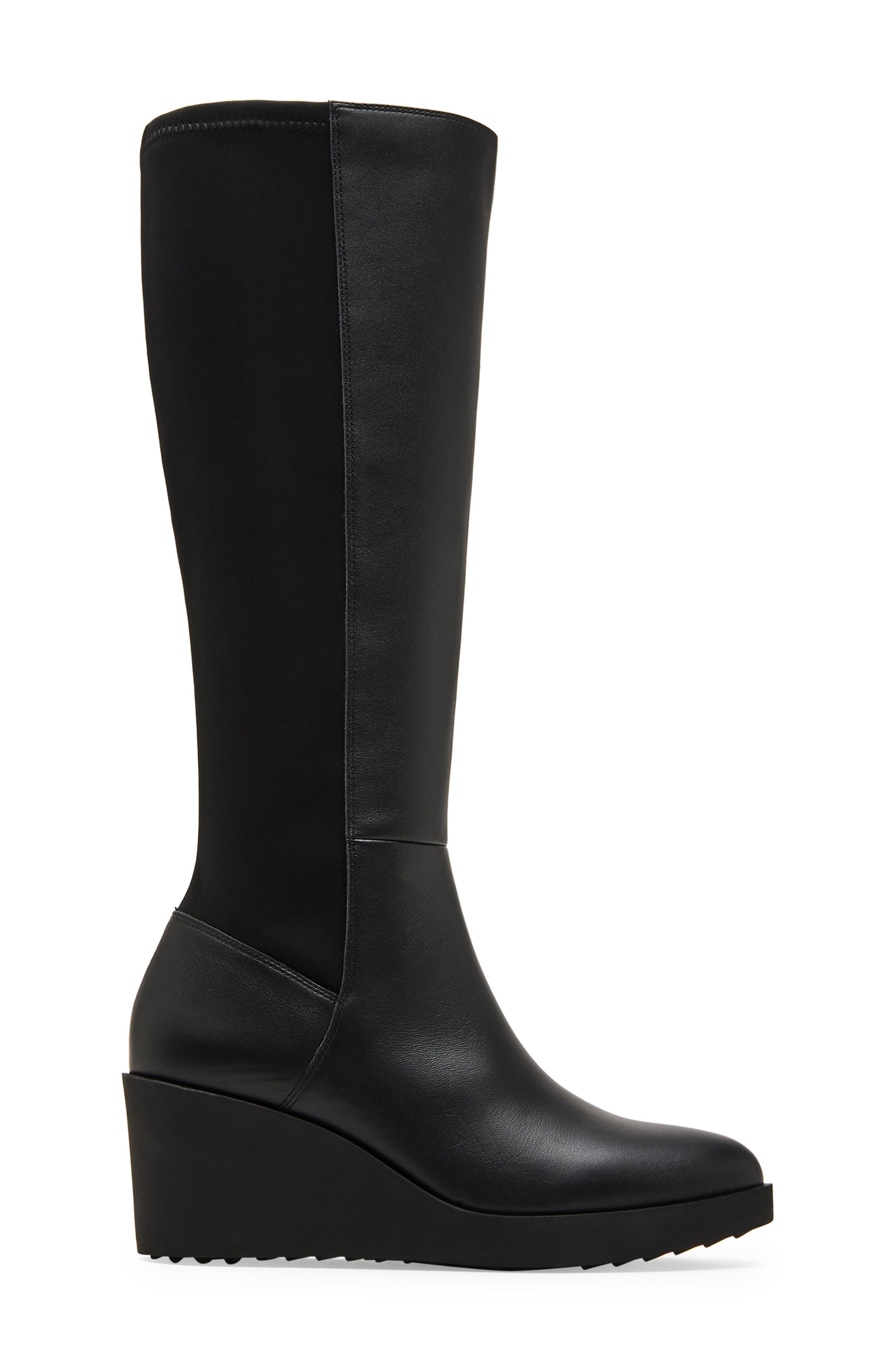 Blondo Monique Waterproof Wedge Boot, Alternate, color, Black Leather/ Stretch