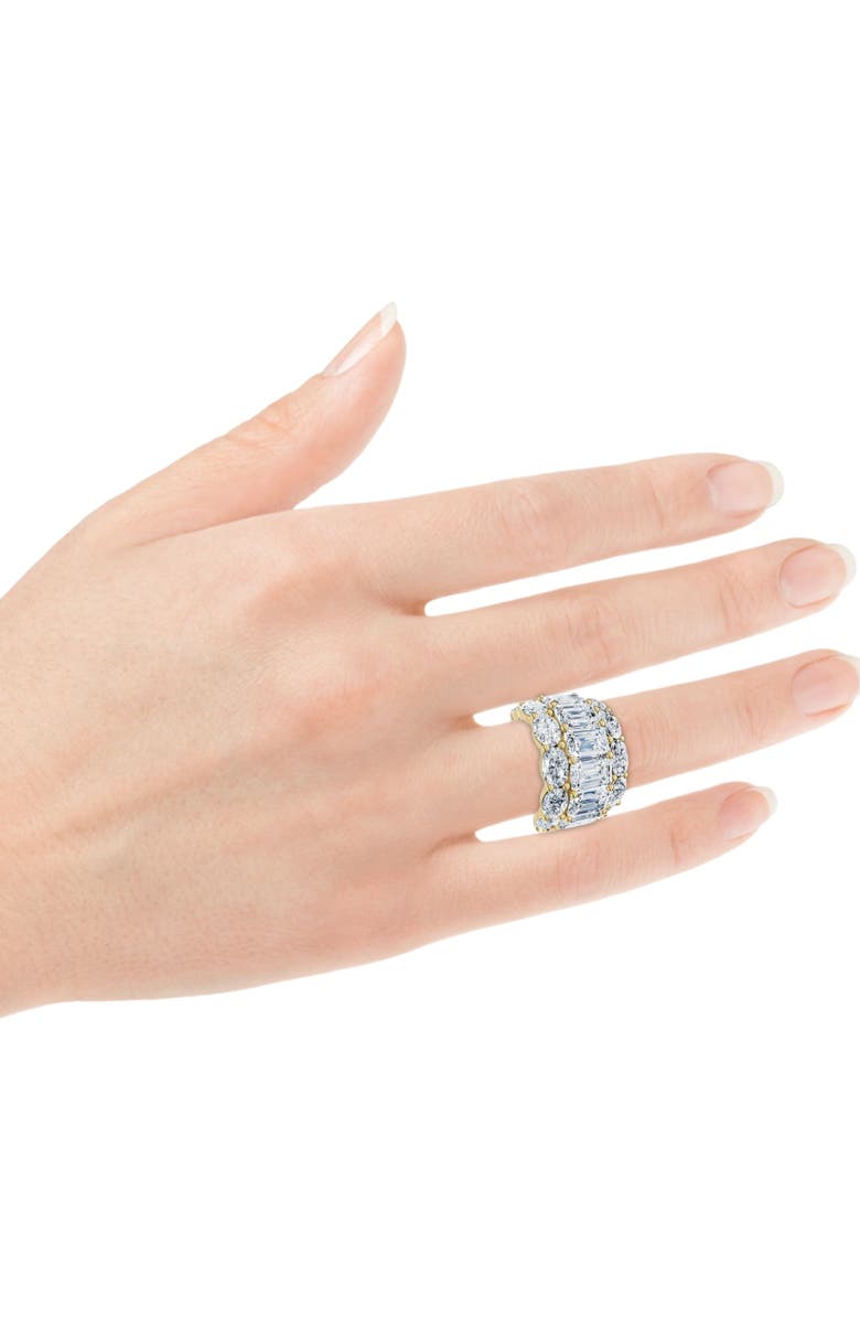 Bliss Diamond 12.30Ct Diamond Wide Fashion Ring Emerald & Oval Cut Gold Lab Grown Band, Alternate, color, 