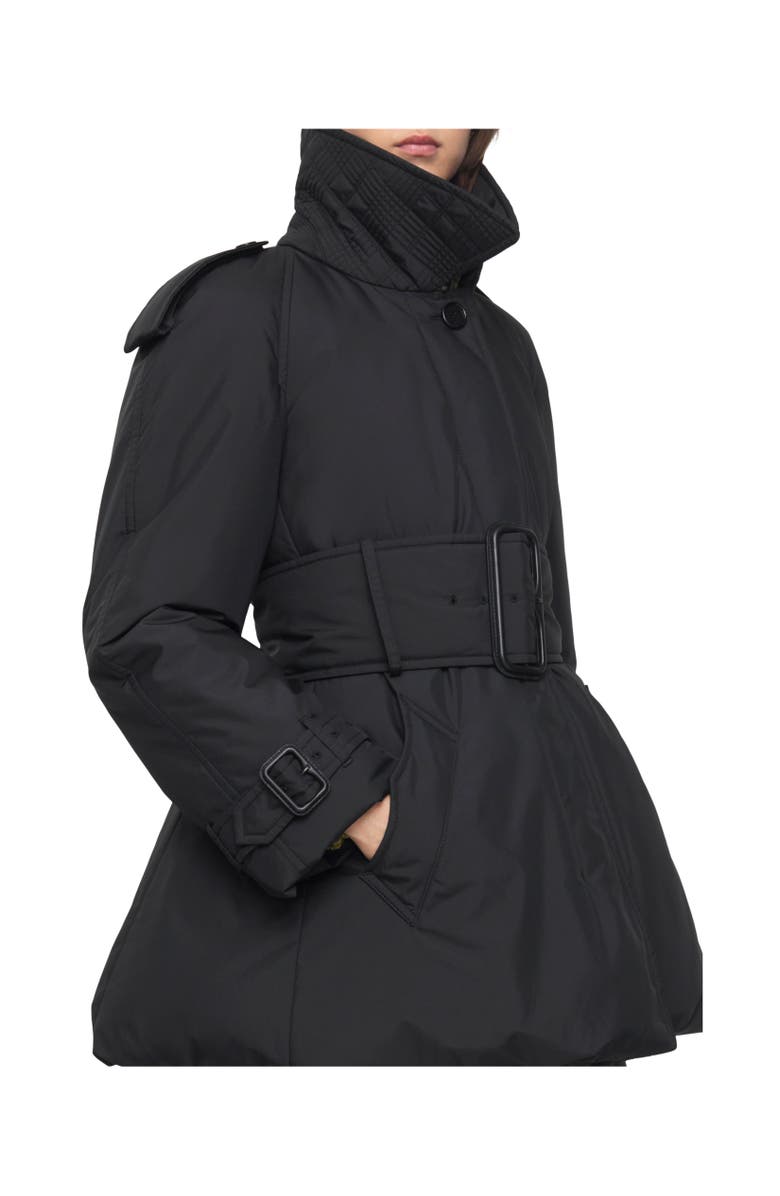 Burberry Belted Berryhill Padded Car Coat, Alternate, color, Black
