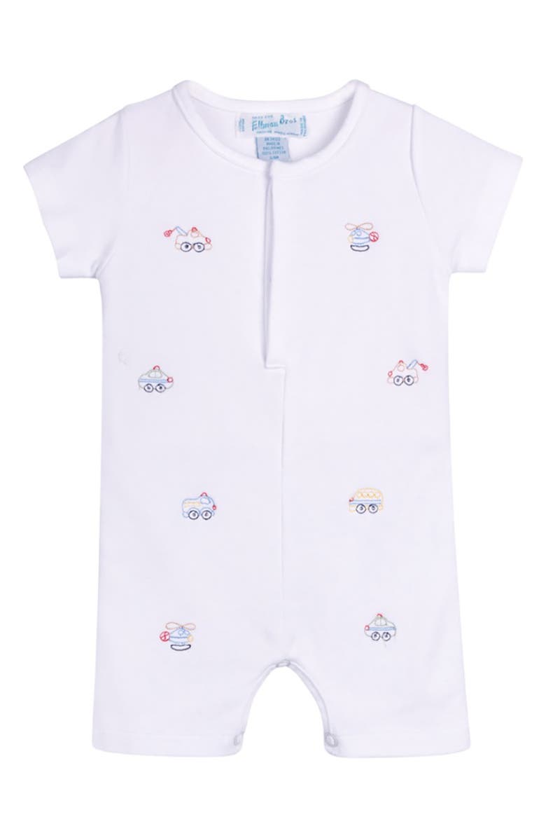 Feltman Brothers Embroidered Cotton Romper, Main, color, White