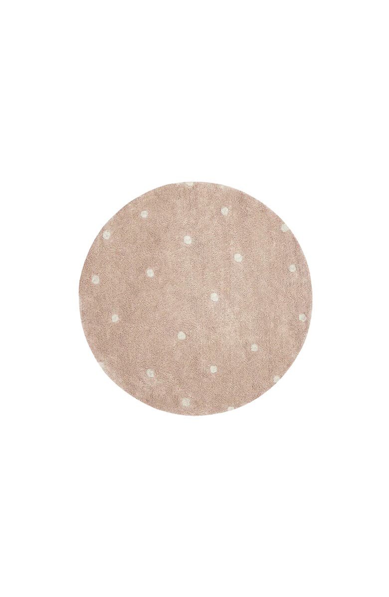 Lorena Canals Washable Rug Round Dot, Main, color, Rose, Natural