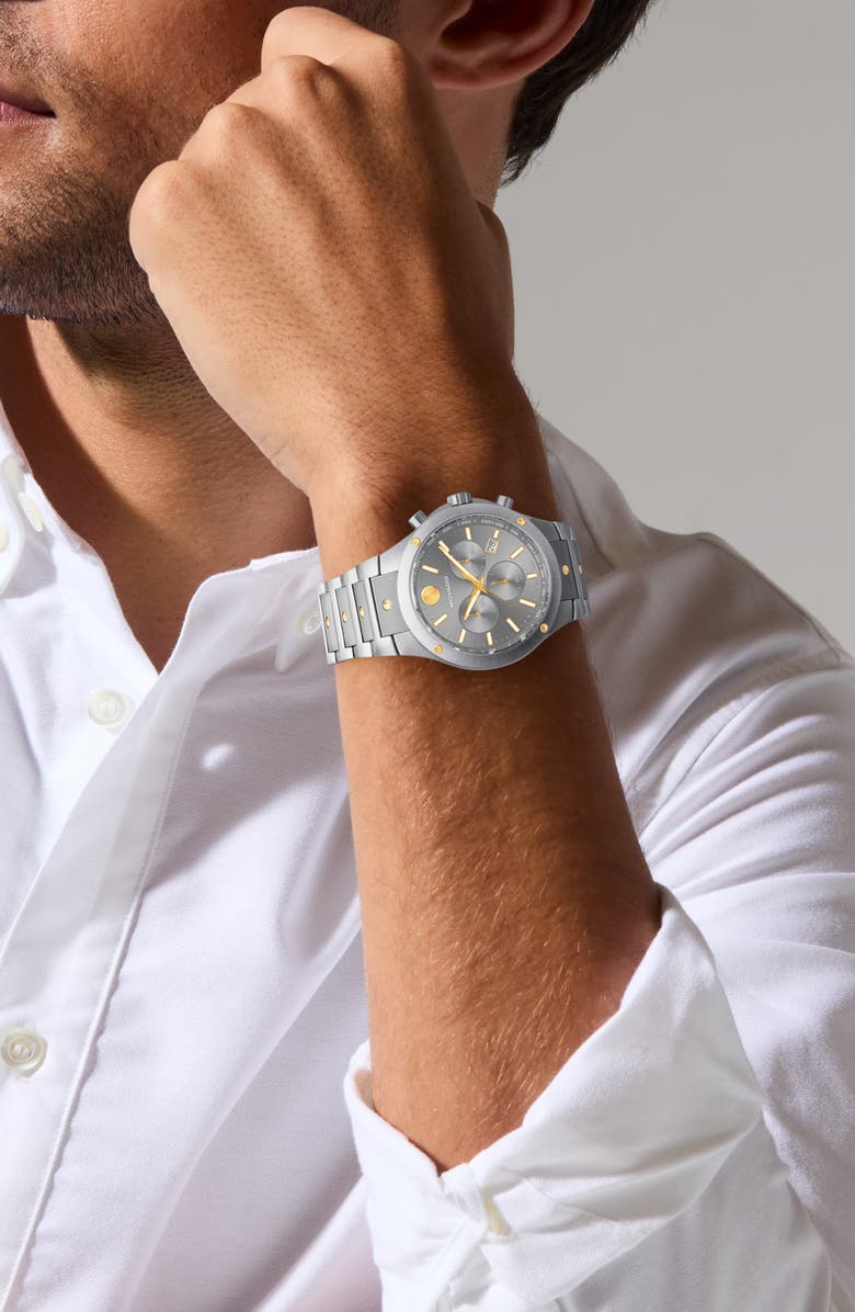 Movado SE Chronograph Bracelet Watch, 42mm, Alternate, color, Silver/ Grey