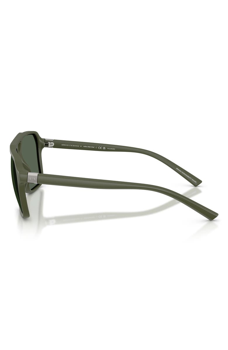Armani Exchange 57mm Pilot Sunglasses, Alternate, color, Matte Green / Dark Green