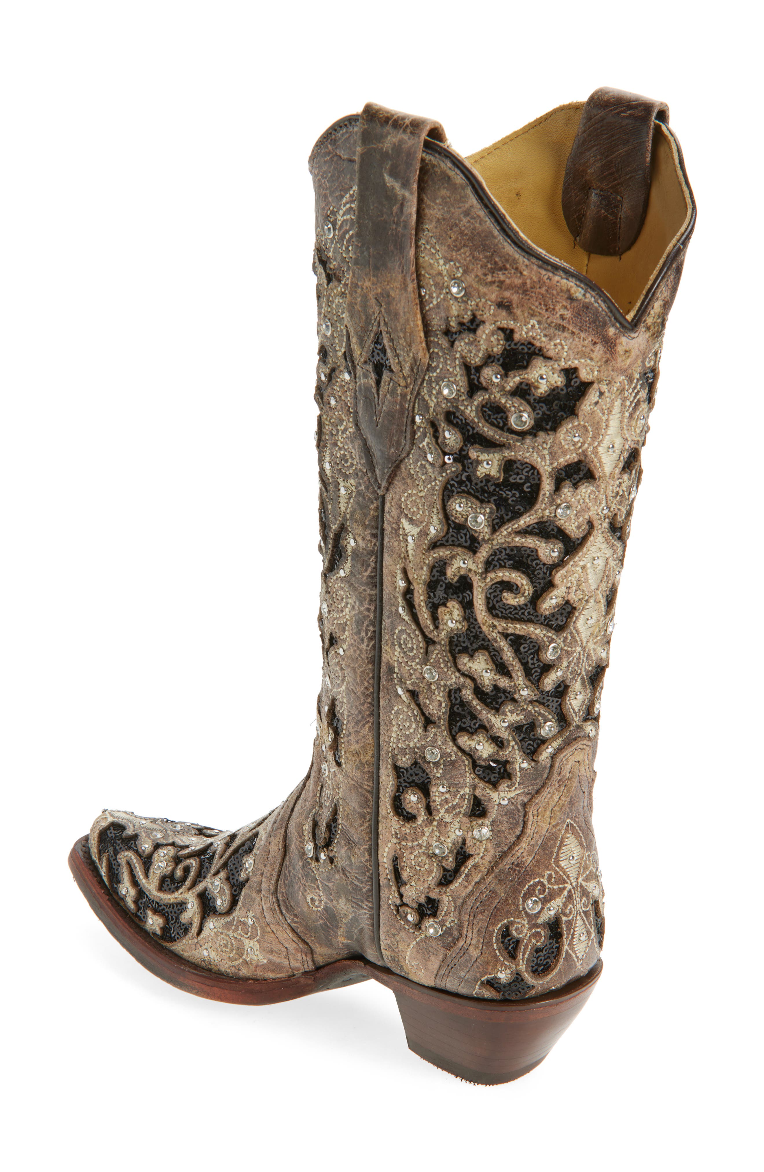 CORRAL Sequin Mid Calf Western Boot, Alternate, color, Brown