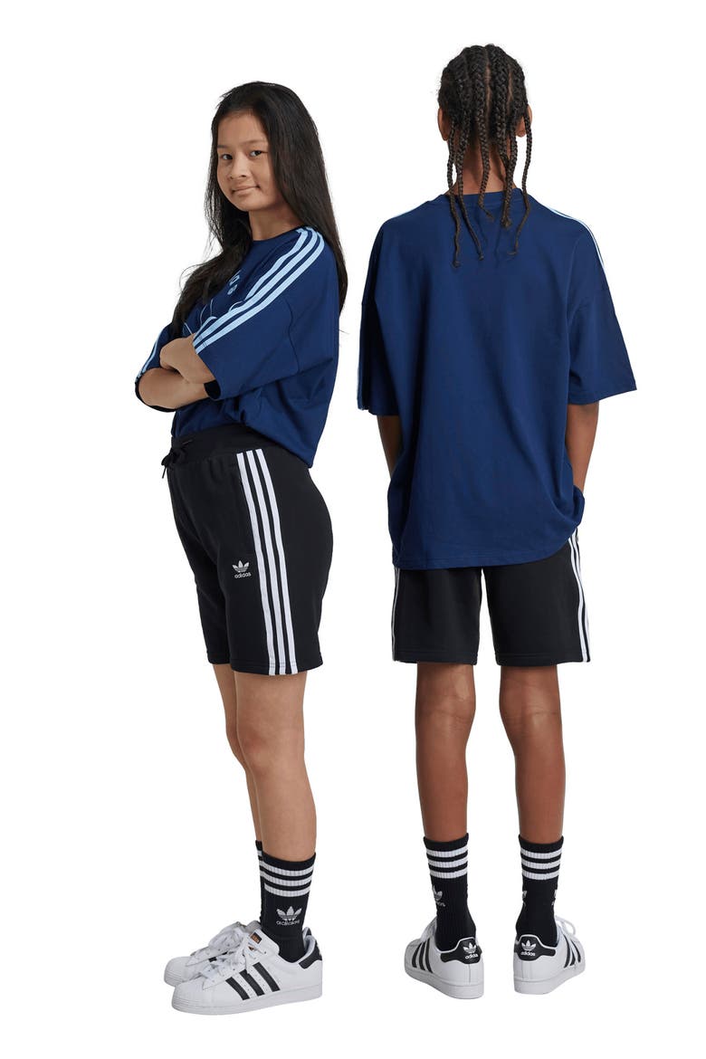 Kids' 3-Stripes French Terry Shorts, Alternate, color, BLACK