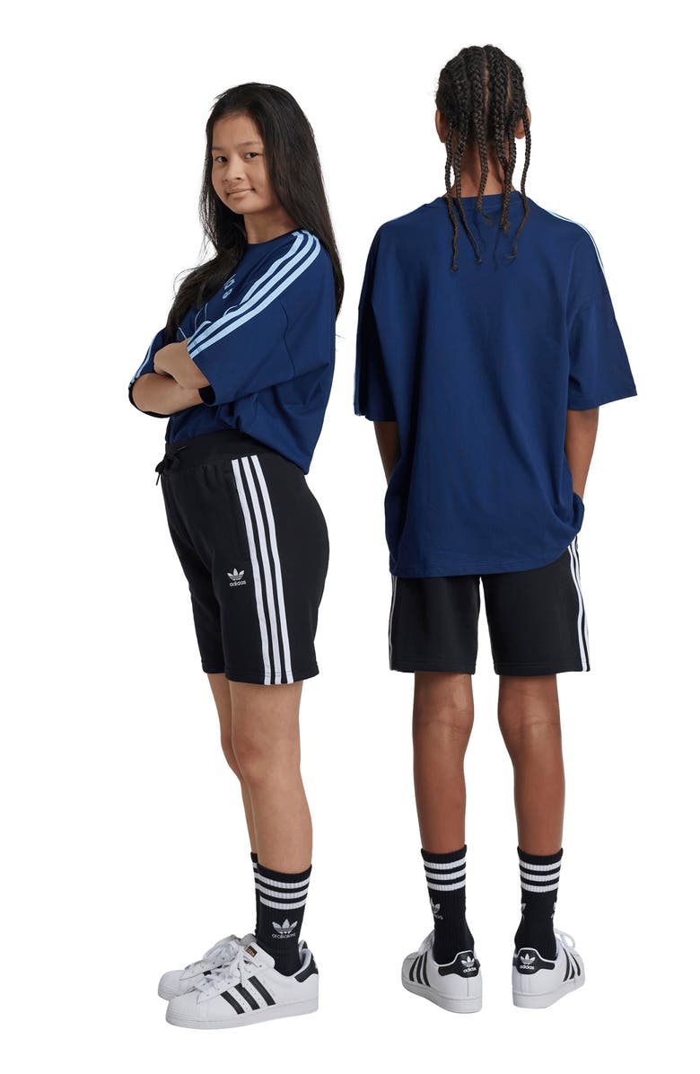 adidas Kids' 3-Stripes French Terry Shorts, Alternate, color, Black