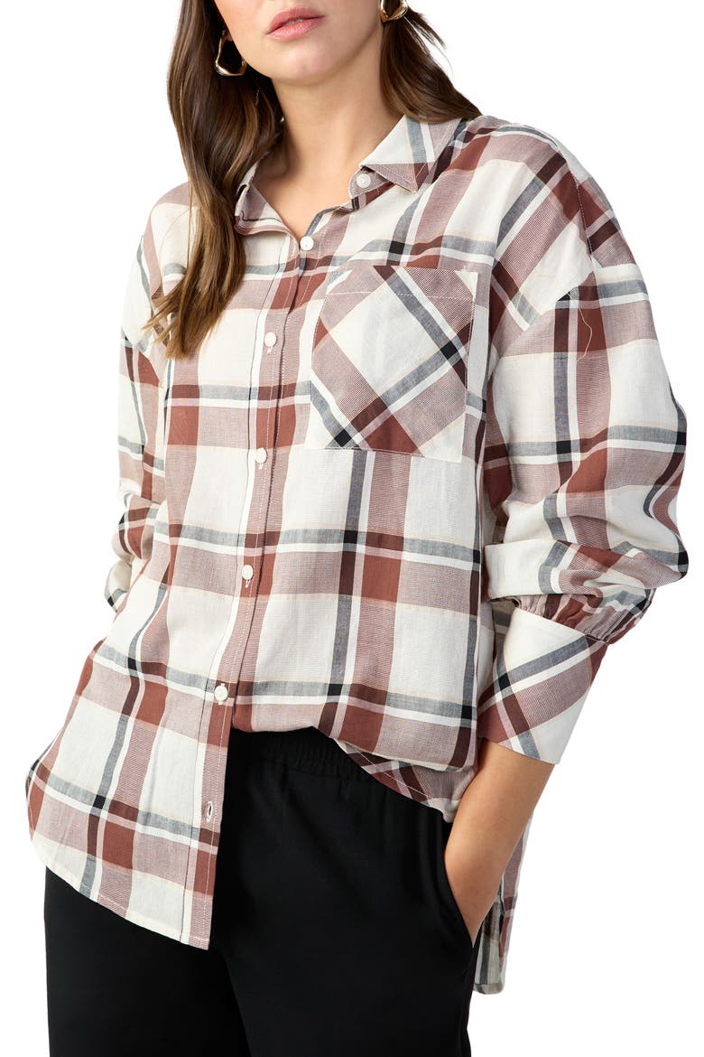 Plaid Tunic Shirt, Alternate, color, CARAMEL CA