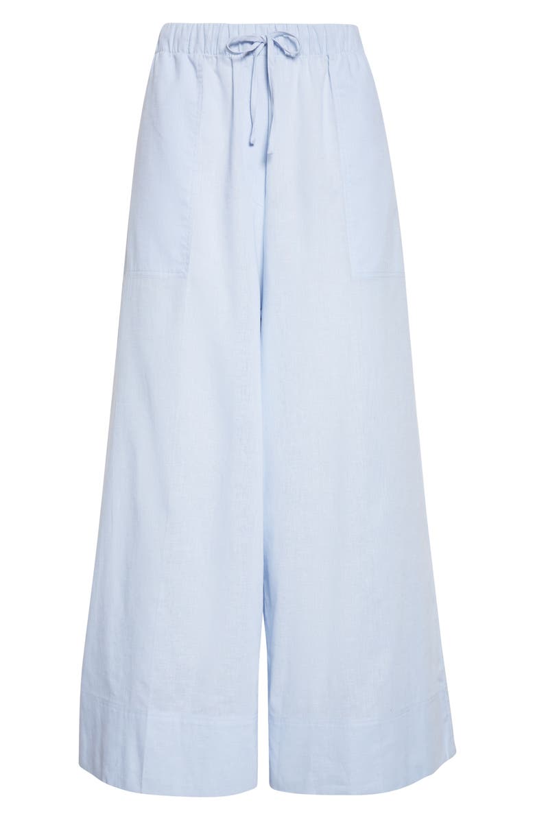 TOTEME Drawstring Cotton & Linen Wide Leg Pants, Alternate, color, Sky