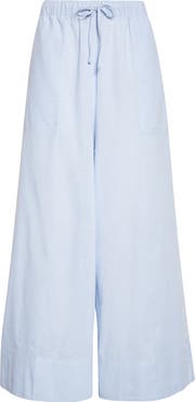 TOTEME Drawstring Cotton & Linen Wide Leg Pants