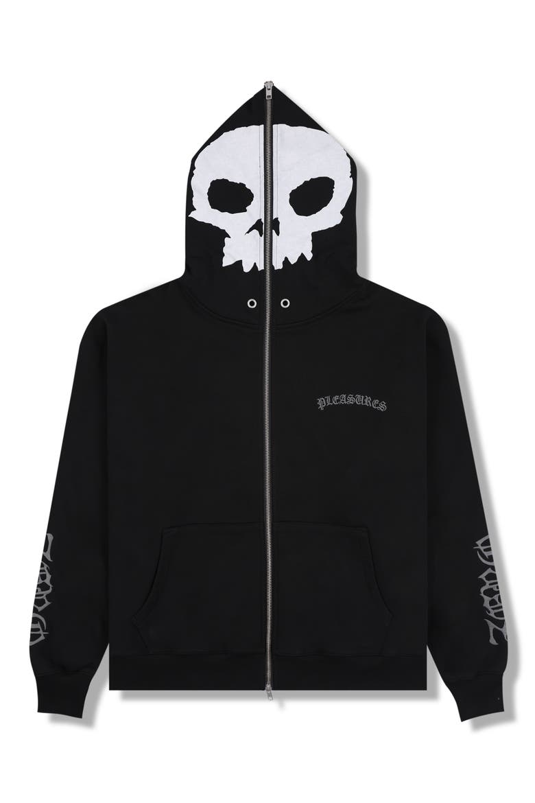 X Zero Skateboards Balaclave Zip Hoodie, Alternate, color, BLACK
