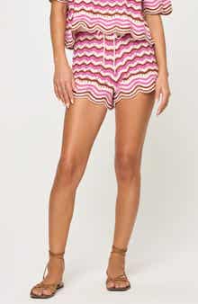 LSPACE Sun Chaser Stripe Cotton Cover-Up Shorts