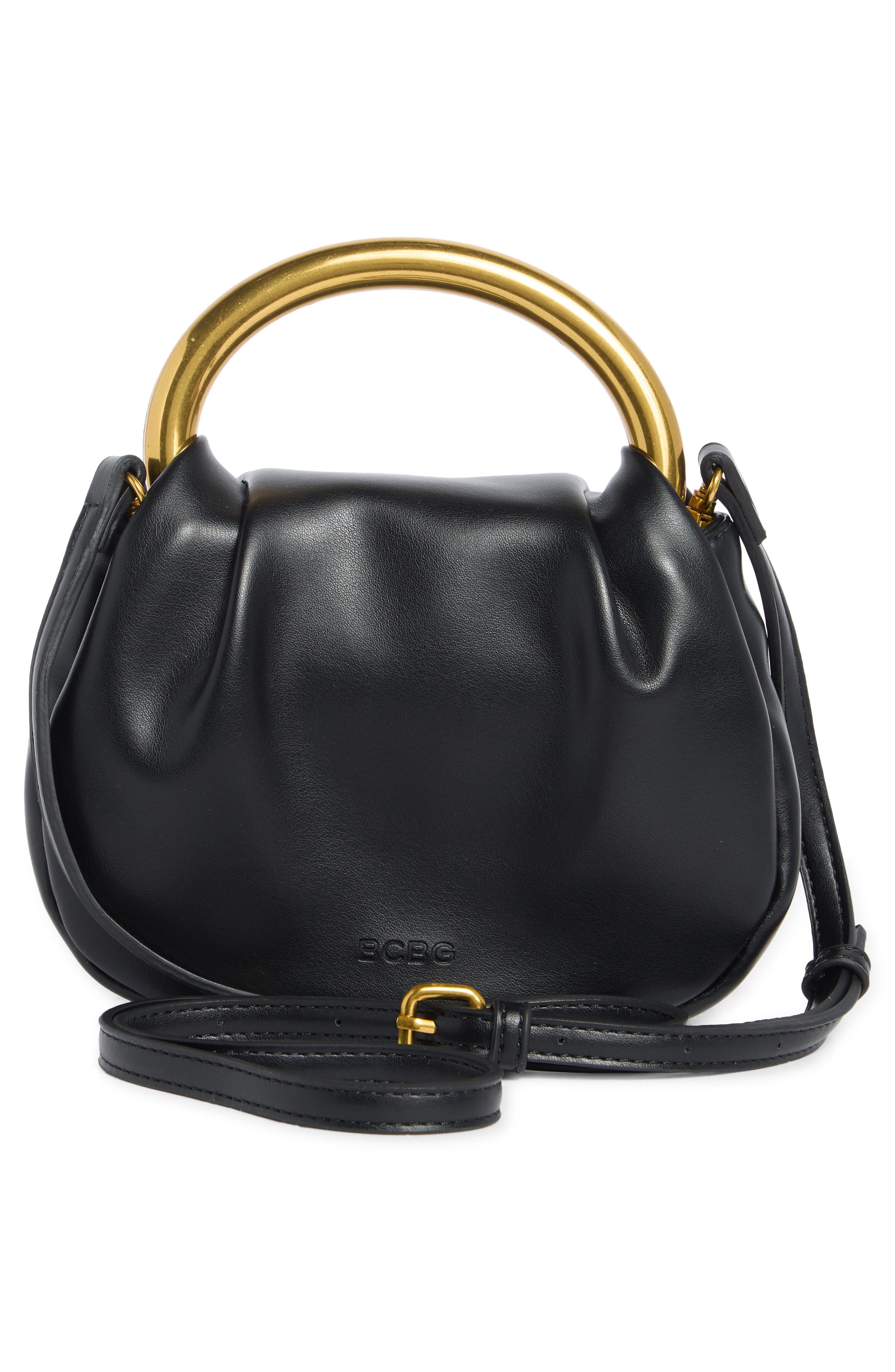 BCBG Statement Hardware Clutch, Alternate, color, Black