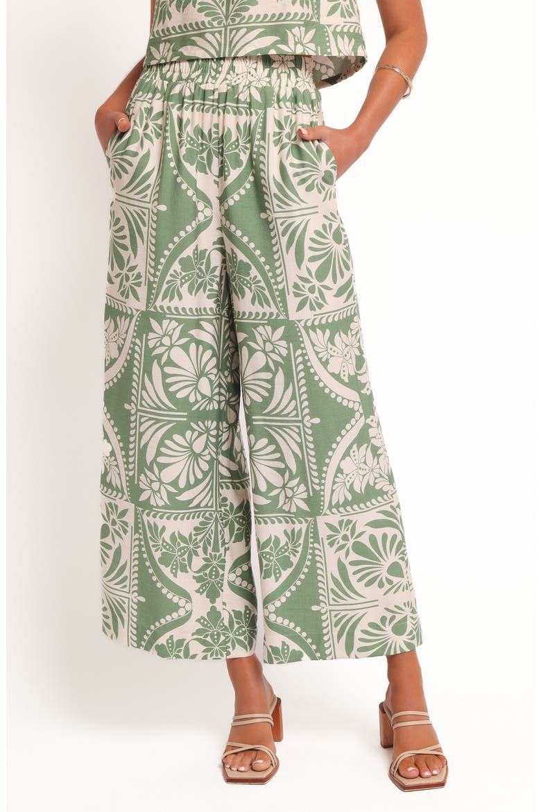 Nevin Printed Wide Leg Pants, Main, color, GREEN FLORAL
