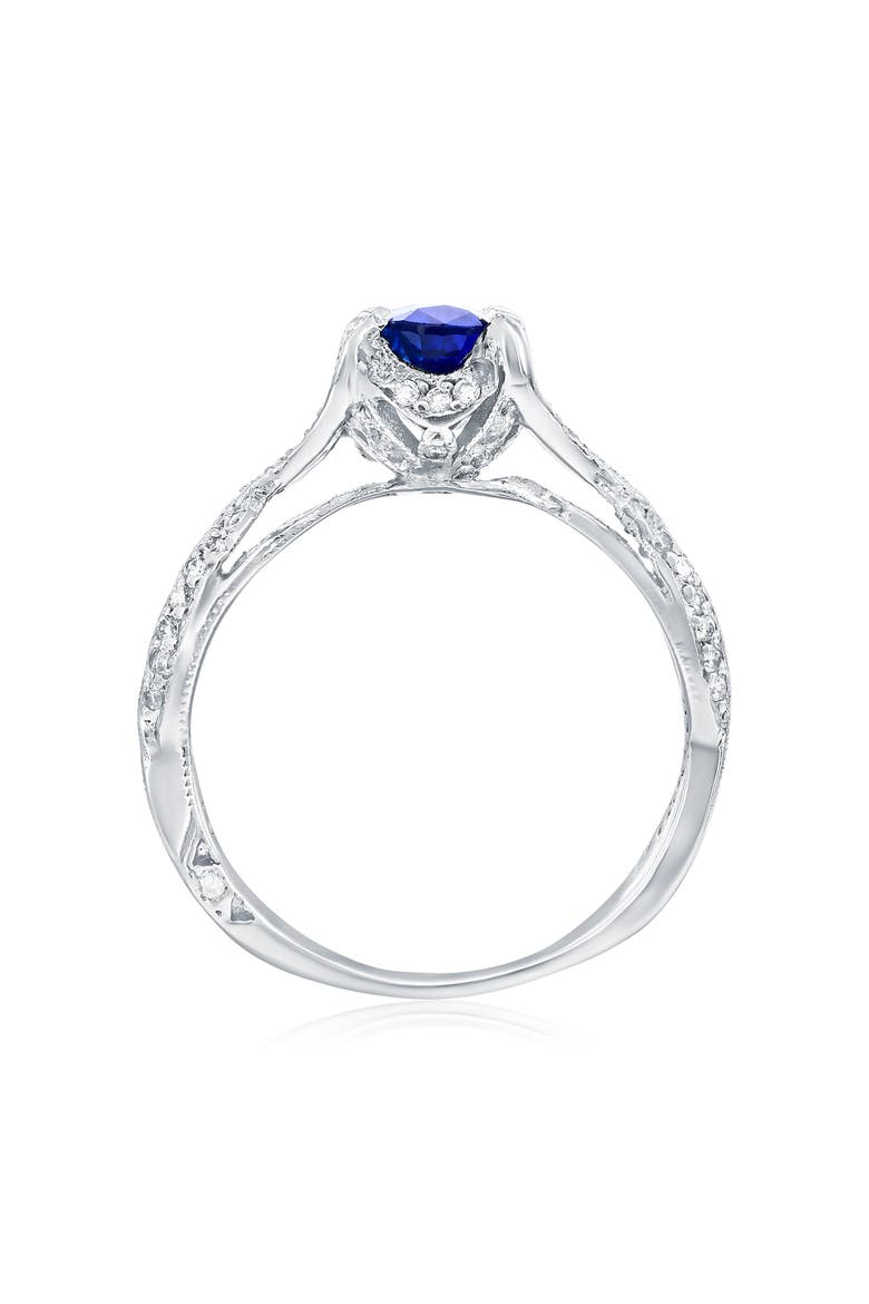 14K Gold Platinum Blue Sapphire & Diamond Ring, Alternate, color, Blue