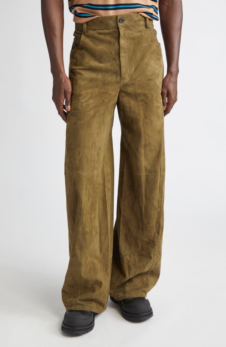 Marni Suede Wide Leg Pants, Main, color, Sage