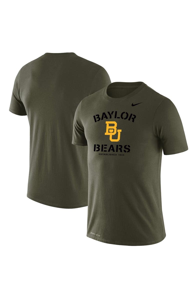 Nike Men's Nike Olive Baylor Bears Stencil Arch Performance T-Shirt, Main, color, 