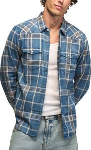 Lucky Brand Mesa Plaid Cotton Snap-Up Western Shirt