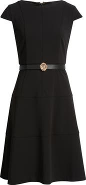 Anne Klein Heritage Belted Scuba Crepe Dress