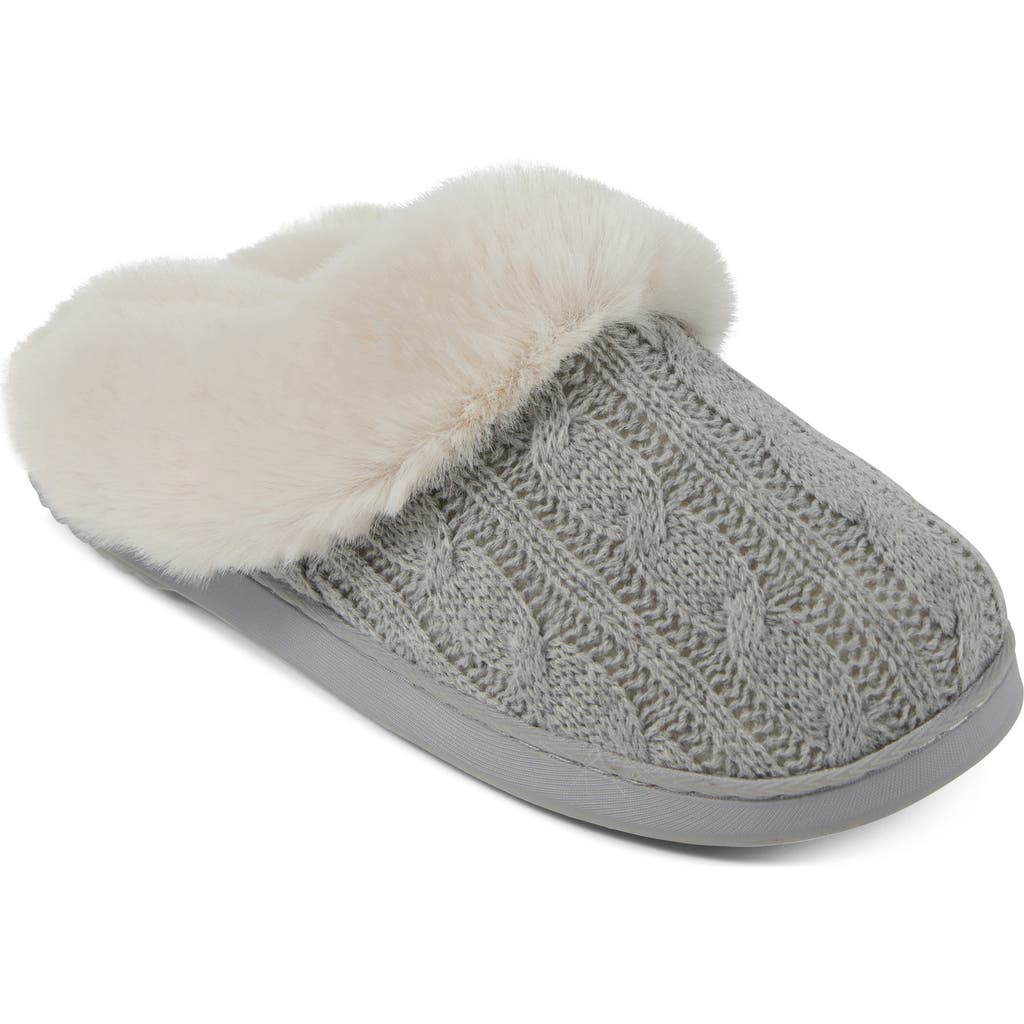 Floopi Faux Fur Trim Scuff Slipper In Gray
