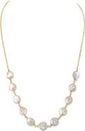 The Pearl Source White Freshwater Cultured Coin Pearl Emery Necklace for Women