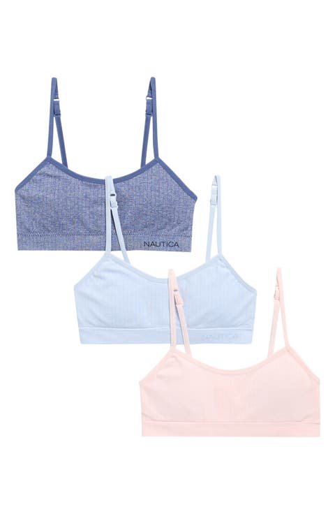 Kids' Assorted 3-Pack Heathered Rib Sports Bras (Big Kid)