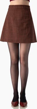 IVONNE A-line Mini Skirt In Textured Check