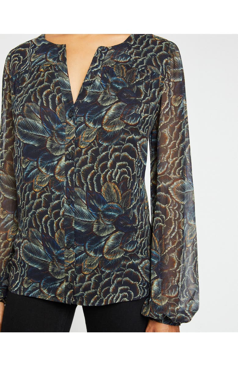 Santorelli DIONE Long Sleeve Button Front Blouse in Printed Georgette, Alternate, color, 