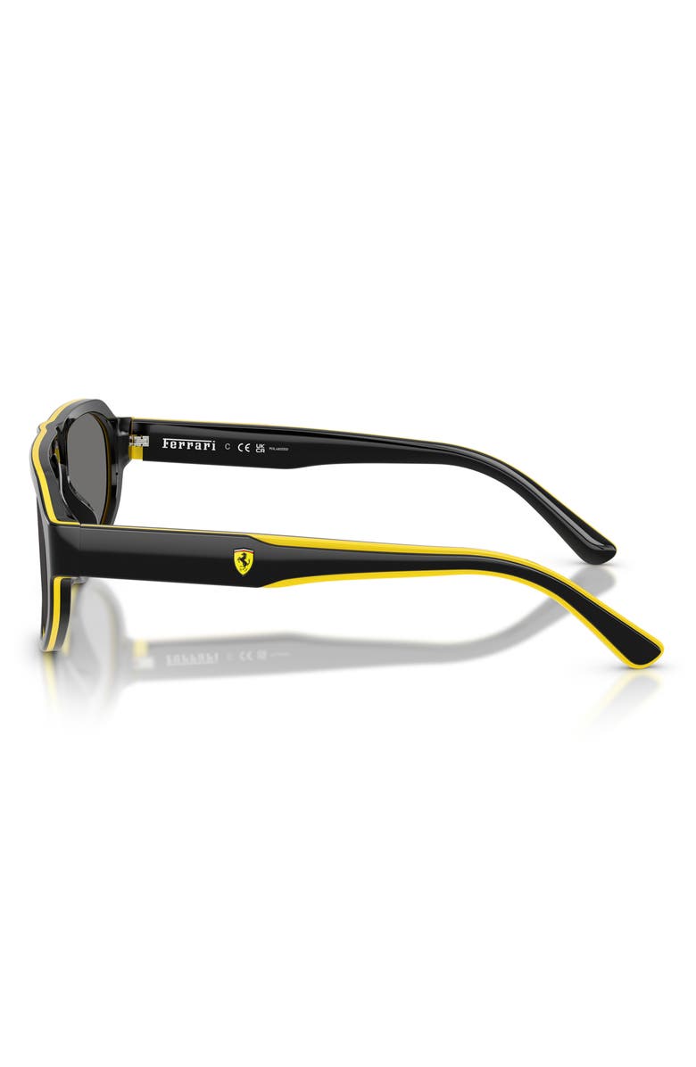 Scuderia Ferrari 57mm Polarized Irregular Sunglasses, Alternate, color, Black Shiny Yellow / Grey