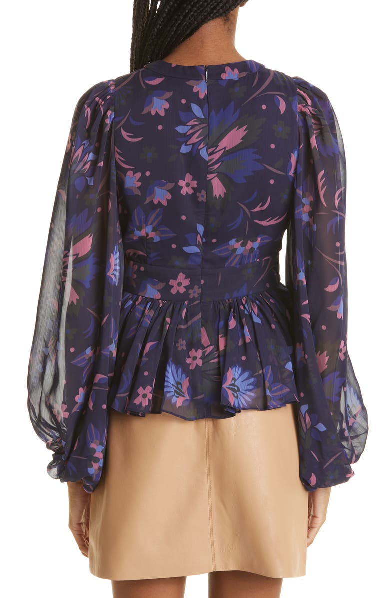 Ted Baker London Stephanie Floral Print Keyhole Detail Blouse, Alternate, color,