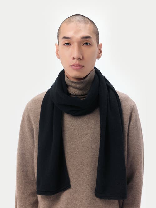 Gobi Mongolian Cashmere Cashmere Jersey Knit Scarf In Black