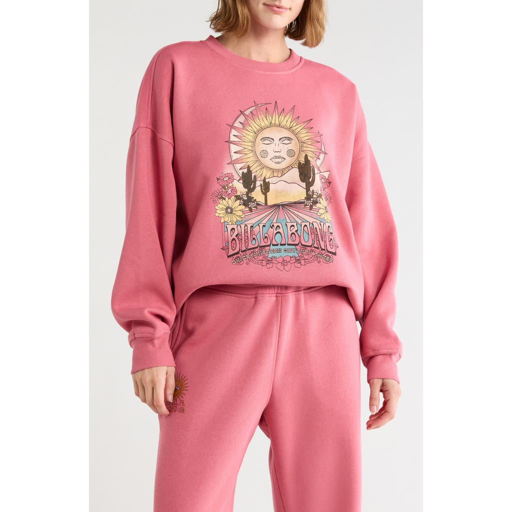 Billabong Delany Sun Oversized Graphic Sweatshirt In Faded Rose