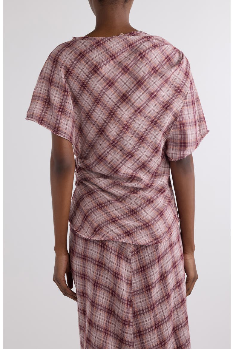 Neyala Plaid Short Sleeve Cotton Top, Alternate, color, ROSEWOOD