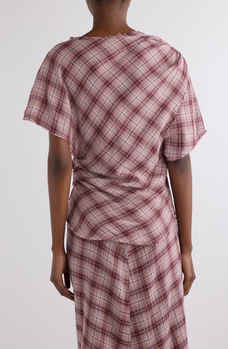 Isabel Marant Étoile Neyala Plaid Short Sleeve Cotton Top, Alternate, color, Rosewood