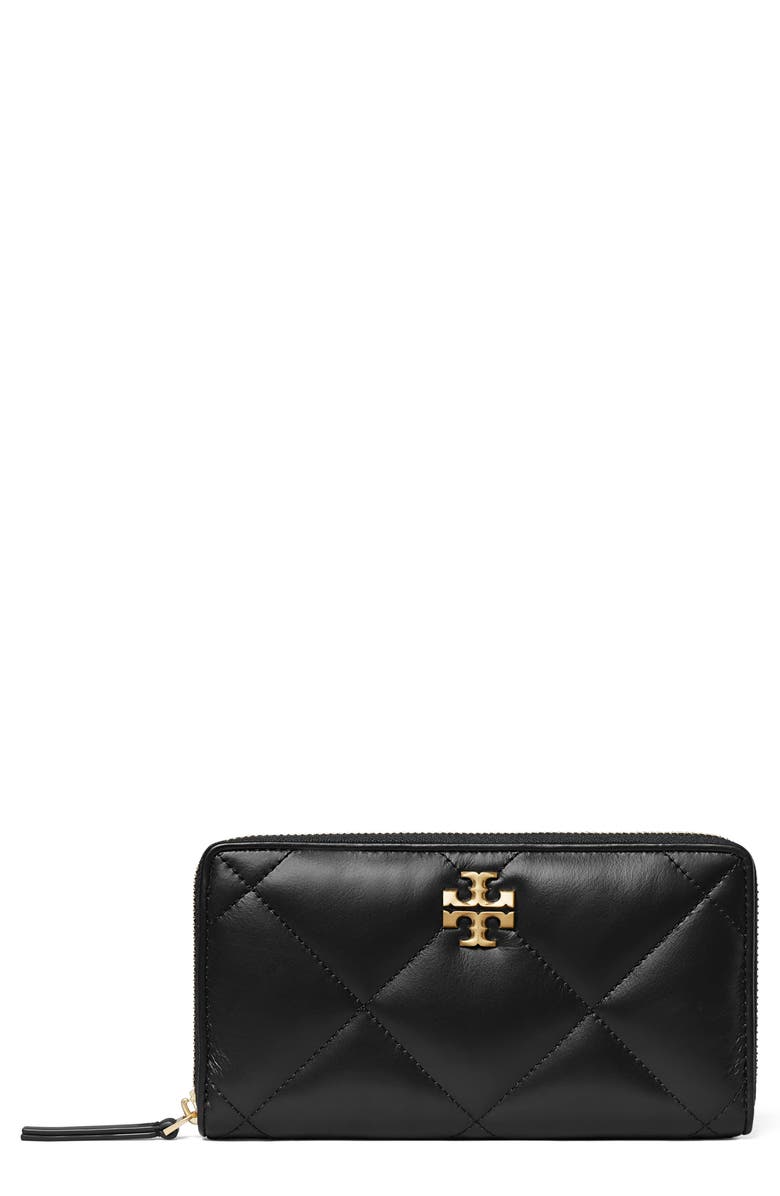 Tory Burch Kira Diamond Quilted Leather Zip Around Continental Wallet, Main, color,