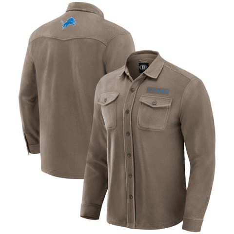 Men's Darius Rucker Collection by Fanatics Tan Detroit Lions Polar Fleece Cozy Button-Up Shirt